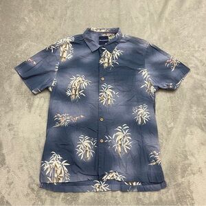 Tommy Bahama Vintage 100% Cotton Pullover Hawaiian Shirt Blue Palm Mens Size MED